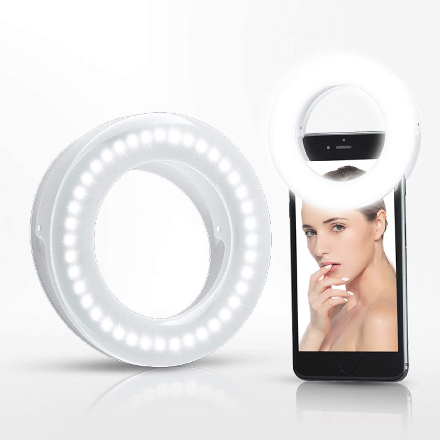 Phone Ring Light 60 LED Selfie Ring Light for iPhone Laptop 7 Brightness Level Rechargeable Clip on Ringlight for Photography/Makeup/Zoom Meeting 